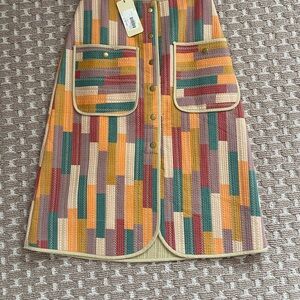 Multicolor A-Line Skirt with Button Detail